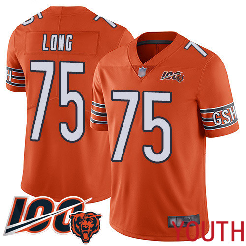 Chicago Bears Limited Orange Youth Kyle Long Alternate Jersey NFL Football #75 100th Season->youth nfl jersey->Youth Jersey